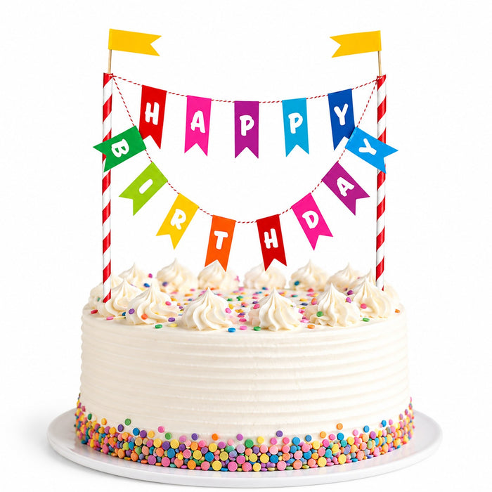 Kuchen Deko "Happy Birthday" Wimpelkette | Mehrfarbig - Cake Topper