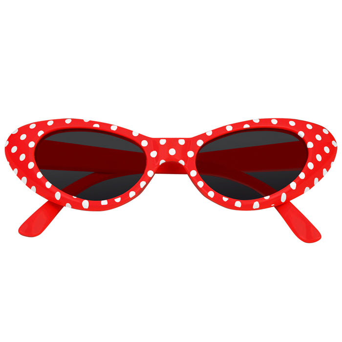Cat Eye Brille "Sandy" mit Punkten | Partybrille 60er Jahre Retro Kostüm