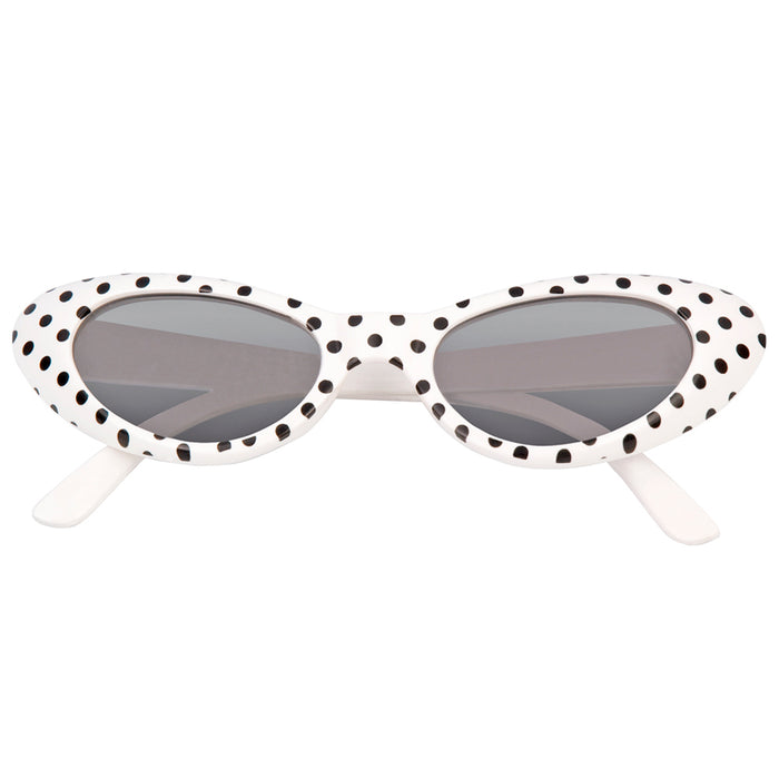 Cat Eye Brille "Sandy" mit Punkten | Partybrille 60er Jahre Retro Kostüm