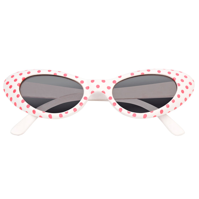 Cat Eye Brille "Sandy" mit Punkten | Partybrille 60er Jahre Retro Kostüm
