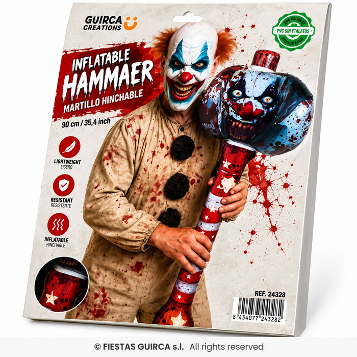 "Horror Clown" Aufblasbarer Hammer | 90 cm