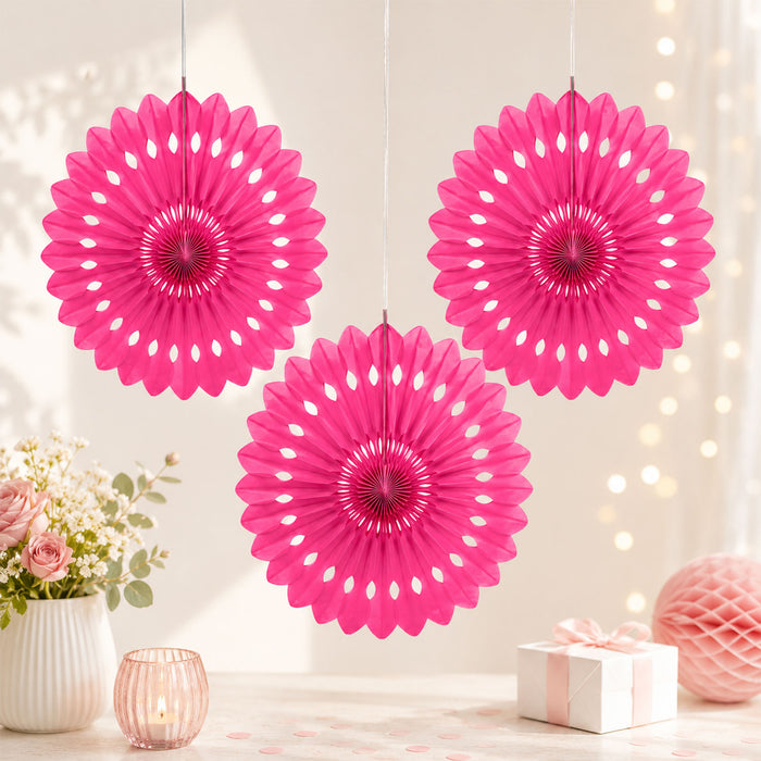 Dekofächer Uni 40cm/1 Stück | Hot Pink