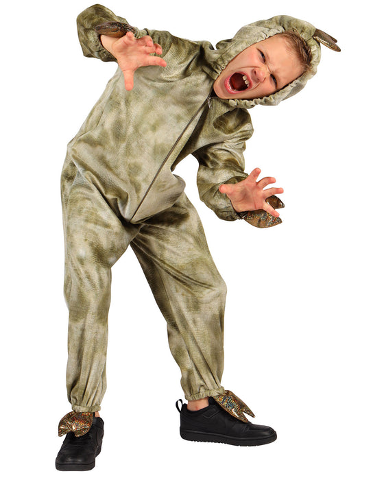 Dinosaurier Kinderkostüm | Grüner Glitzer Overall
