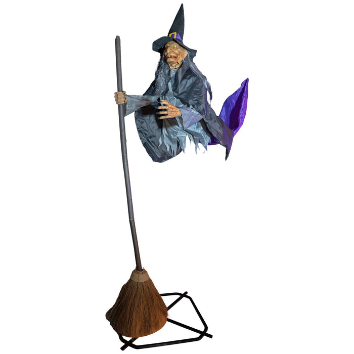 Halloween Standfigur "Fliegende Hexe Willa" - Animatronic | 310 cm