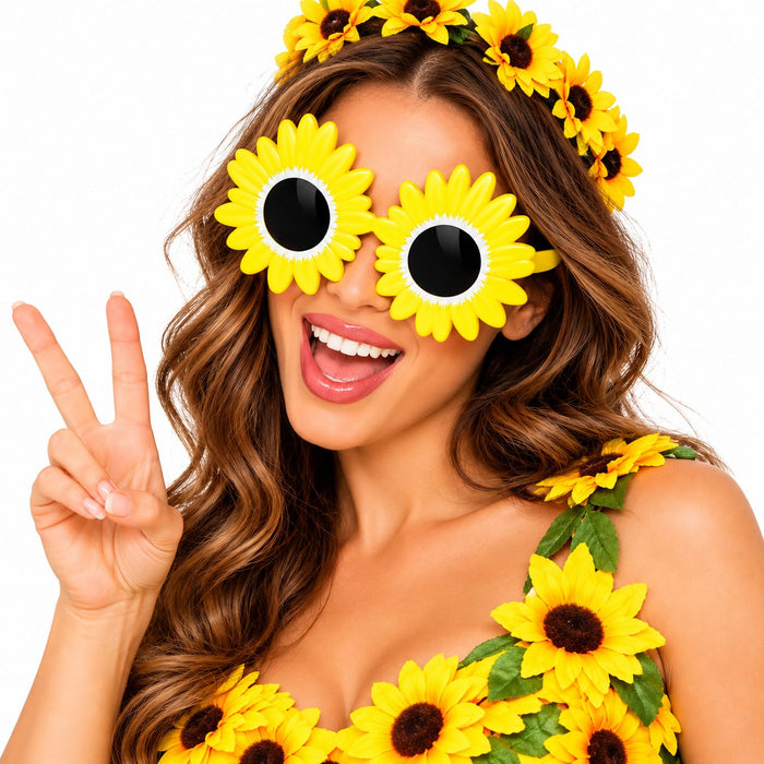 Gelbe Gänseblümchen Brille zum Kostüm