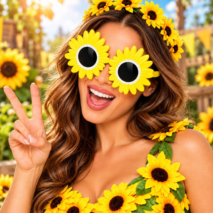 Gelbe Gänseblümchen Brille zum Kostüm