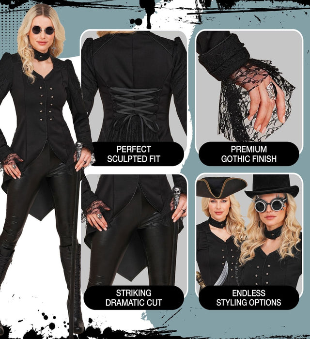 Gothic Frack für Damen | Schwarz