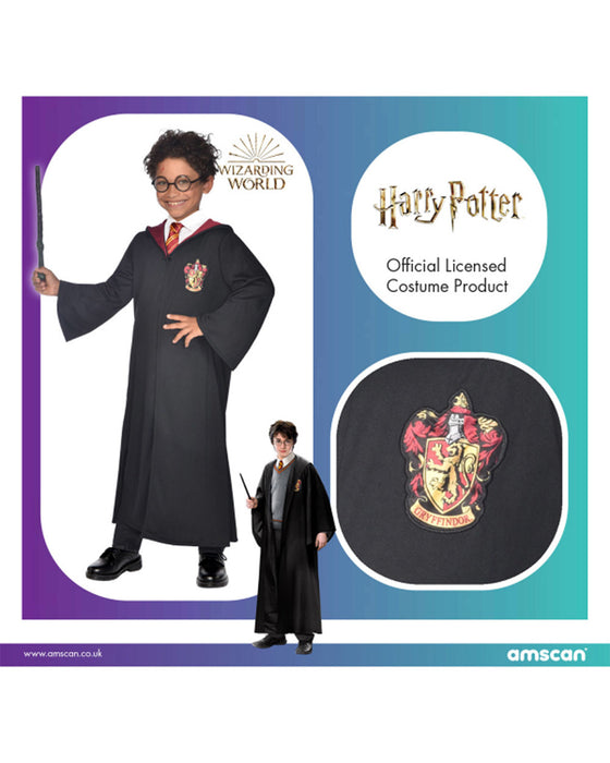 Harry Potter Kostüm für Kinder - Schwarz Rot | Roben Set Magier Zauberer