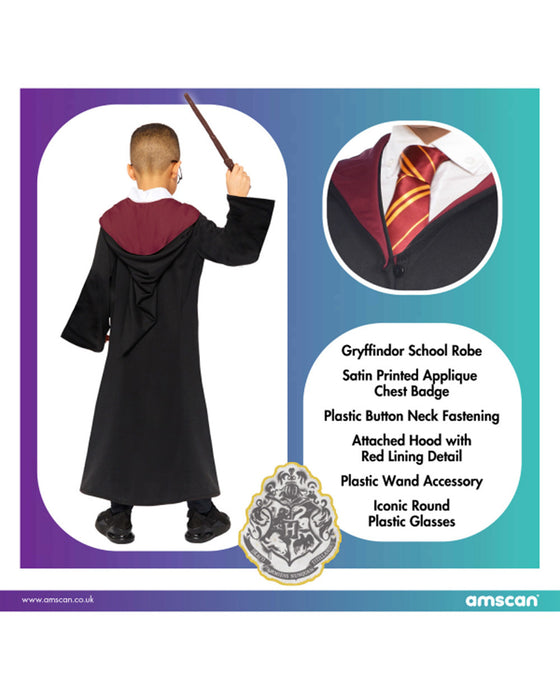 Harry Potter Kostüm für Kinder - Schwarz Rot | Roben Set Magier Zauberer