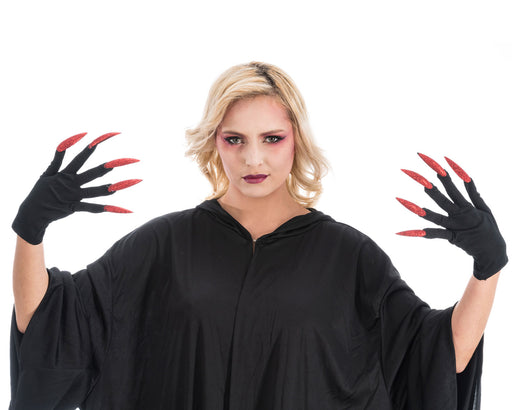 handschuhe hexe Handschuhe "Hexenfingernägel" | Glitzer Rot
