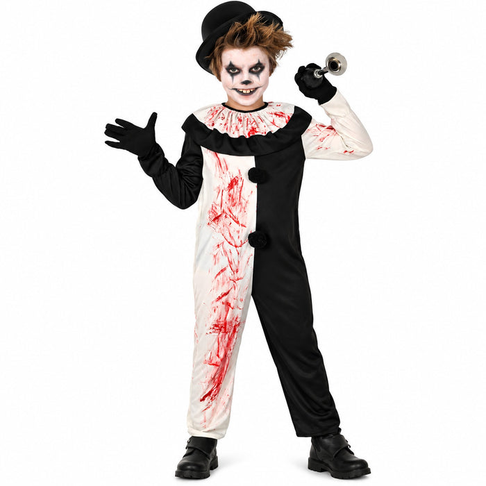 Terror Clown "Harlekin" Kostüm für Kinder | Einteiler