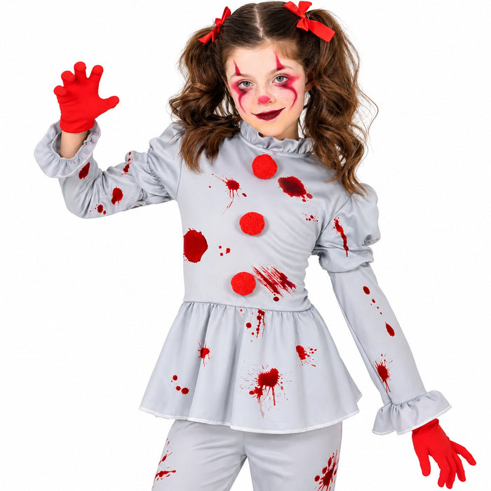 Horror Clown "Grey" Kostüm für Kinder | 2-tlg.