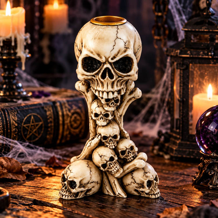 Kerzenhalter „Totenkopf“ 14 cm | Halloween Dekoration