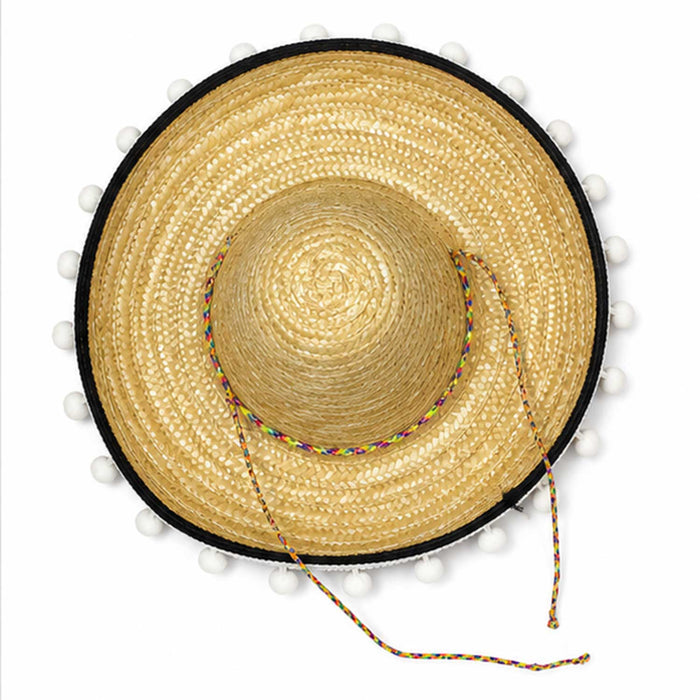 Kinder Mexikaner Sombrero mit Troddeln - Ø 25 cm | Natur