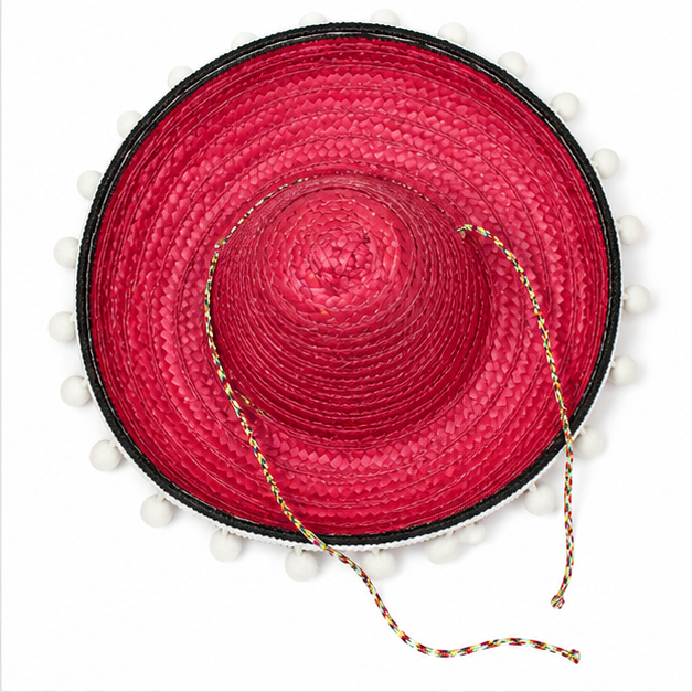 Kinder Mexikaner Sombrero mit Troddeln - Ø 25 cm | Rot