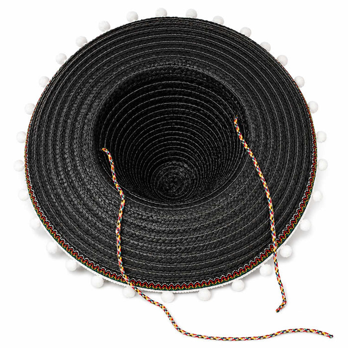 Kinder Mexikaner Sombrero mit Troddeln - Ø 25 cm | Schwarz