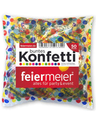 feiermeier® Konfetti Papier Bunt 50g  Bunte Papierkonfetti für Party, Hochzeit, Karneval, Geburtstag, Silvester & Event-Deko