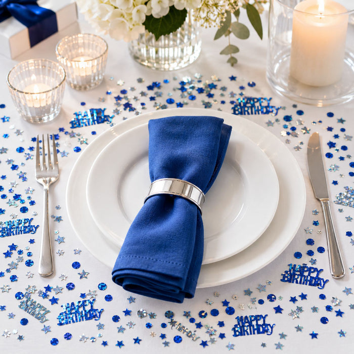 Konfetti "Happy Birthday" 14g | Metallisch Blau
