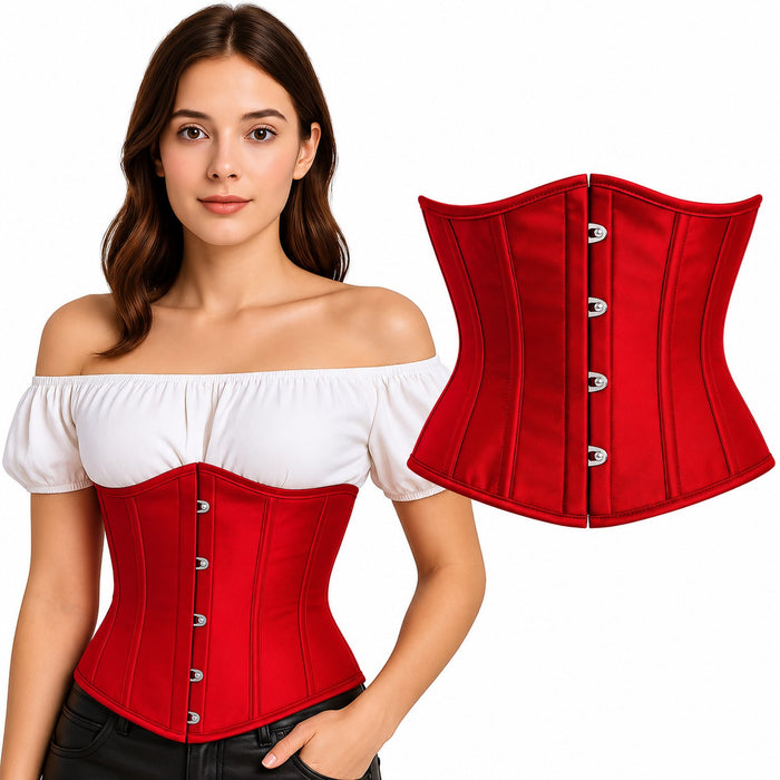 Korsett für Damen | Taillenkorsett mit Schnürung | Rot