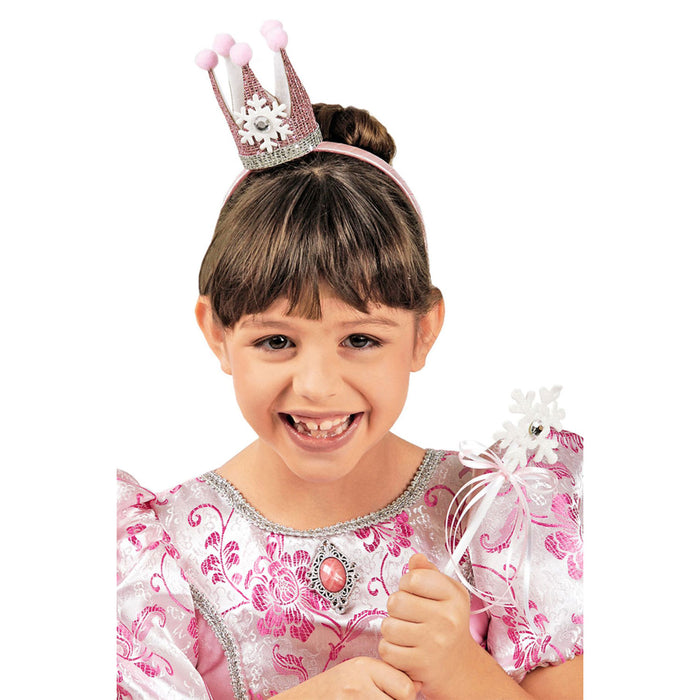Krone und Feenstab - Rosa | Schneekönigin Prinzessin Set