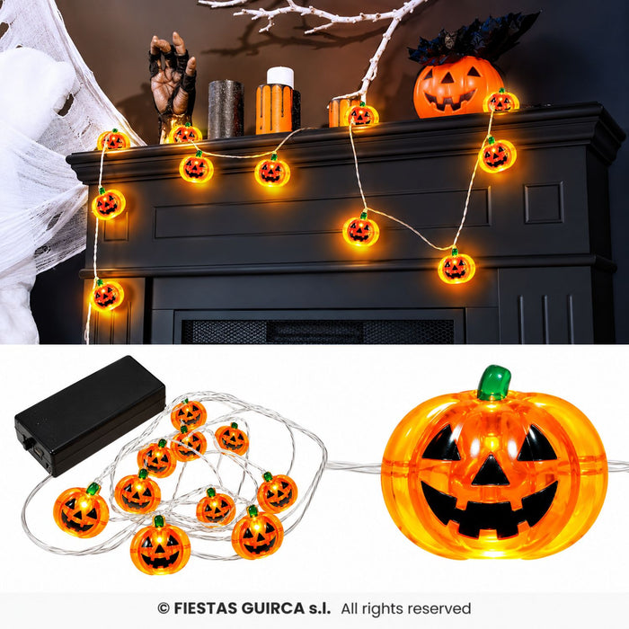 "Kürbis" Lichterkette 120 cm | Halloween Dekoration