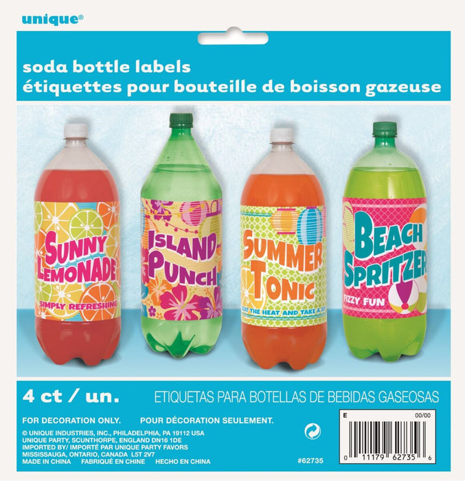 Labels für Sodaflaschen SUMMER 4Stk.