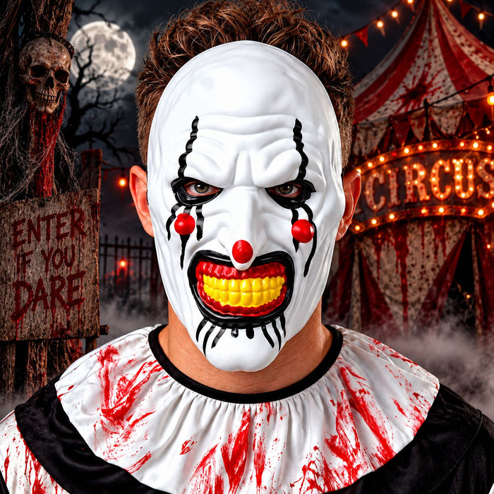 Halloween Maske „Mörder Clown“ | Weiß