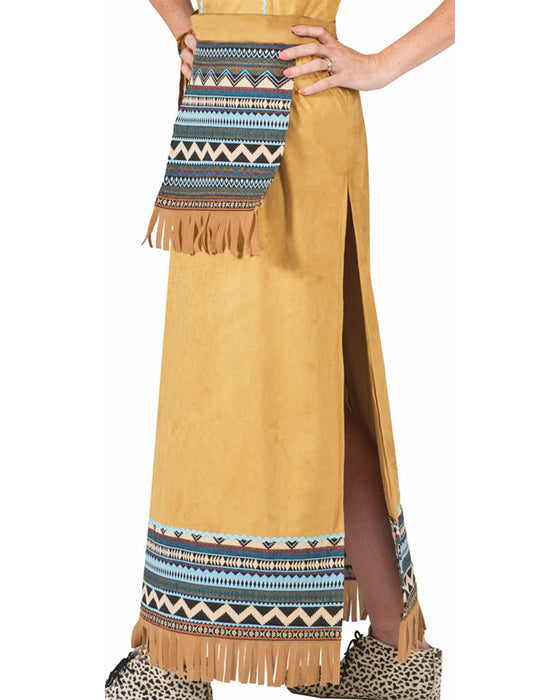 Indianerin "Cherokee" Kostüm für Damen | Langes Kleid Braun Türkis