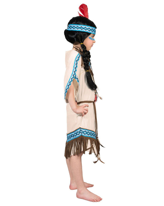 Indianerin "Thundering Teepee" Kostüm für Kinder | Beige Blau