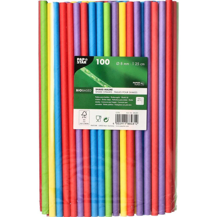 Strohhalm Shake 8mmx25cm, 100St. Bunt FSC