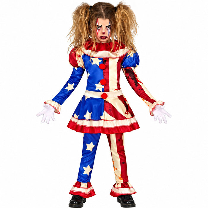Horror Clownin "Patriot" Kostüm für Mädchen | 2-tlg.