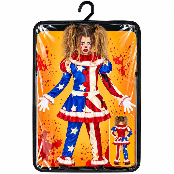 Horror Clownin "Patriot" Kostüm für Mädchen | 2-tlg.