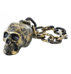 Halloween Kunststoffkette mit goldenem Totenkopf | 55 cm
