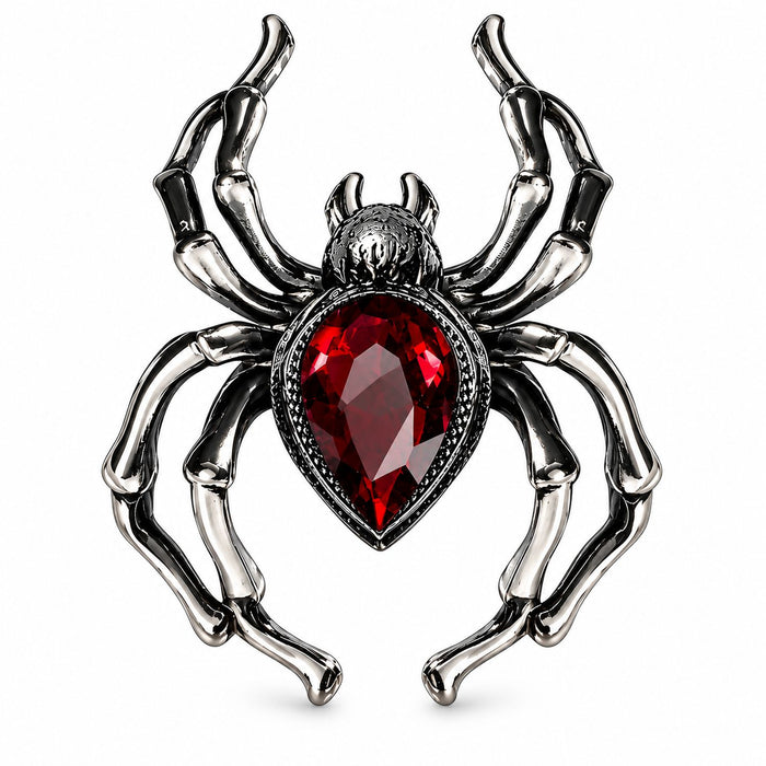 Halloween Ring "Rubin Spinne" | Rot Silber