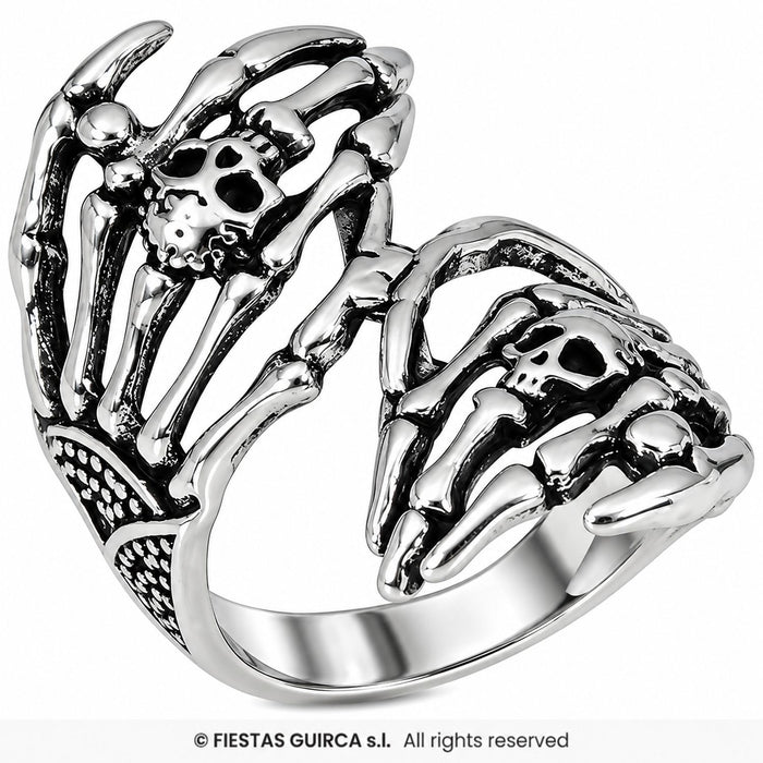 Halloween Ring "Skeletthände" | Silber