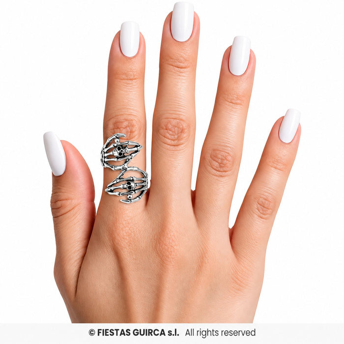 Halloween Ring "Skeletthände" | Silber