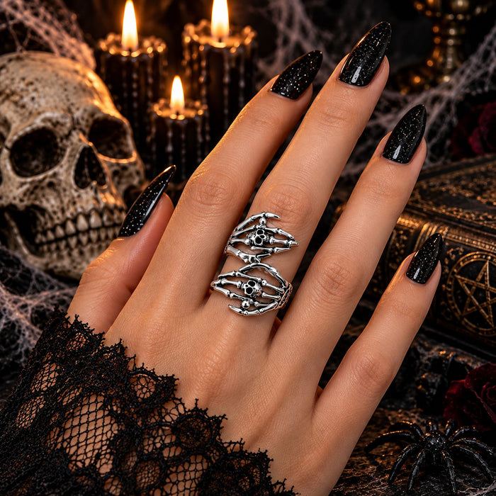 Halloween Ring "Skeletthände" | Silber