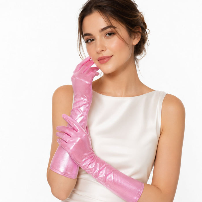 Glitzernde Handschuhe Shine 40 cm | Rosa