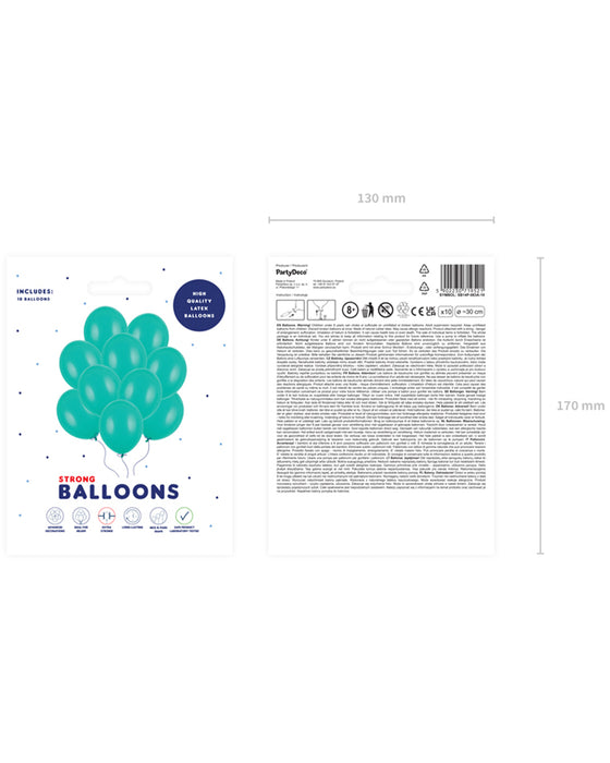 10 Stk. Luftballon Ø30cm "Uni Pastell" |  Aquamarine