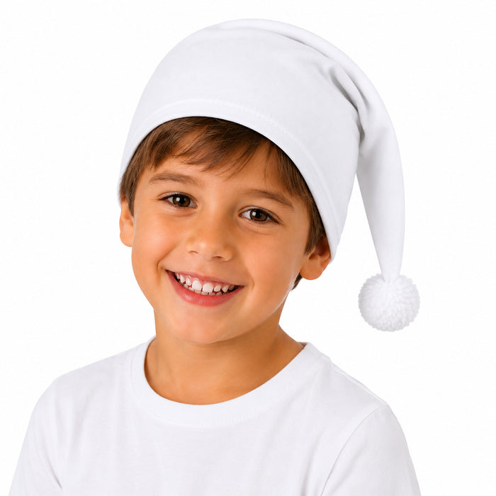 Kinder Schlafmütze mit Bommel - Baumwolle | Weiß
