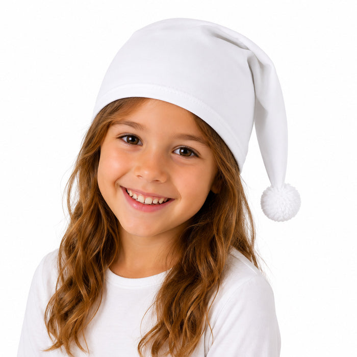Kinder Schlafmütze mit Bommel - Baumwolle | Weiß