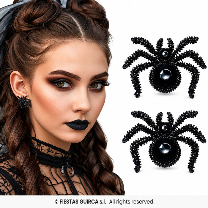 „Schwarze Spinnen“ Ohrringe 2,5 cm | Halloween Schmuck