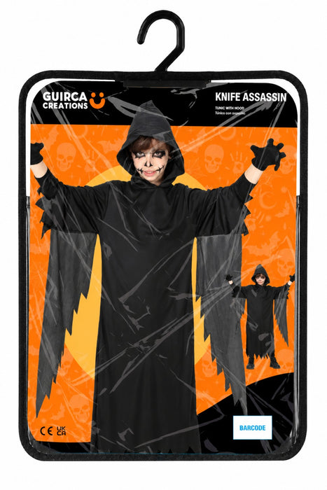 "Black Ghost" Kostüm für Kinder | Tunika mit Kapuze