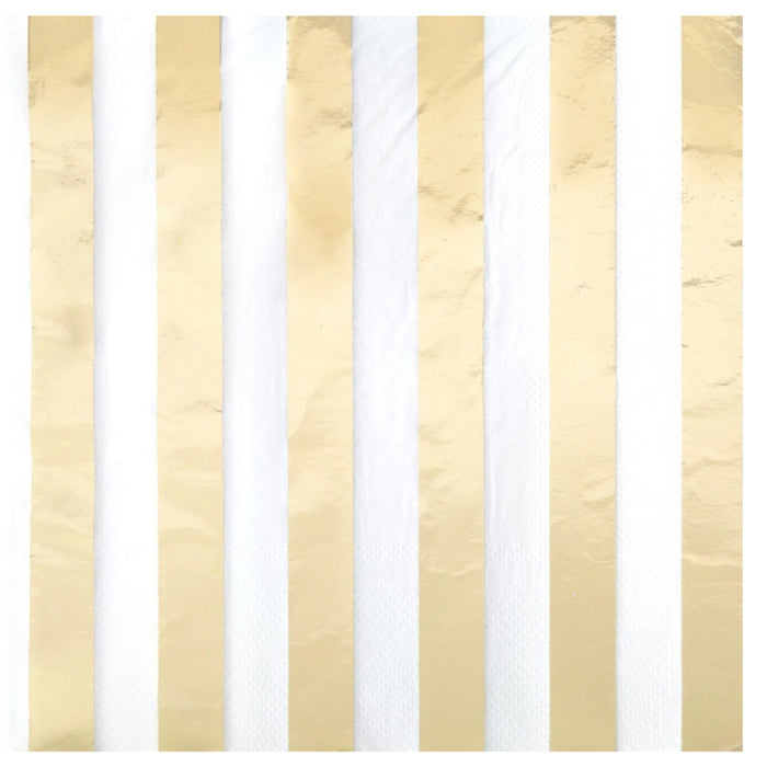 Servietten Stripes Metall 16Stk./33x33cm Gold