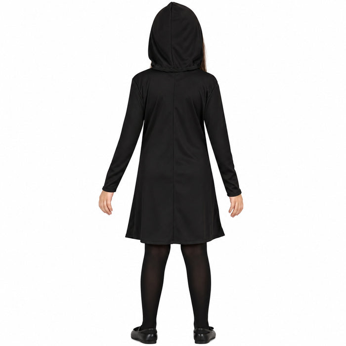 "Skelett Kleid mit Kapuze" Kostüm für Mädchen | Schwarz Weiß