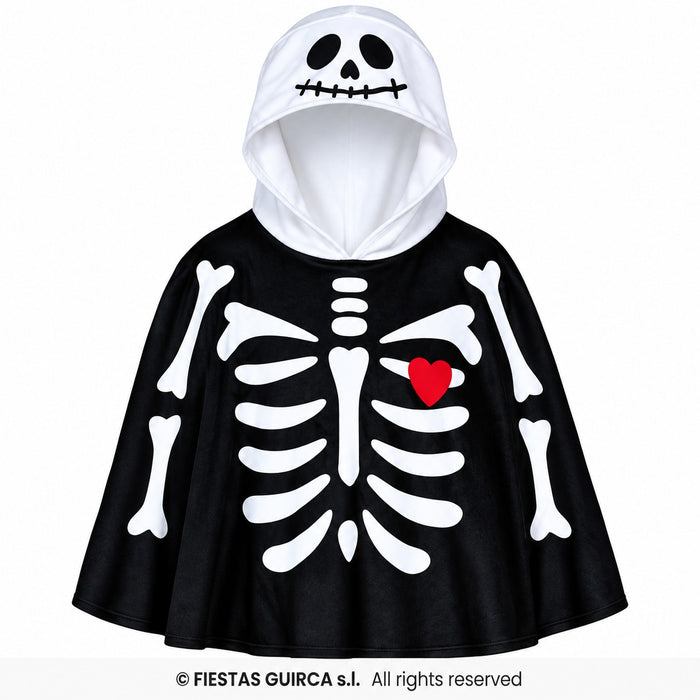 Babykostüm "Skelett Poncho" für Kinder | Schwarz Weiß