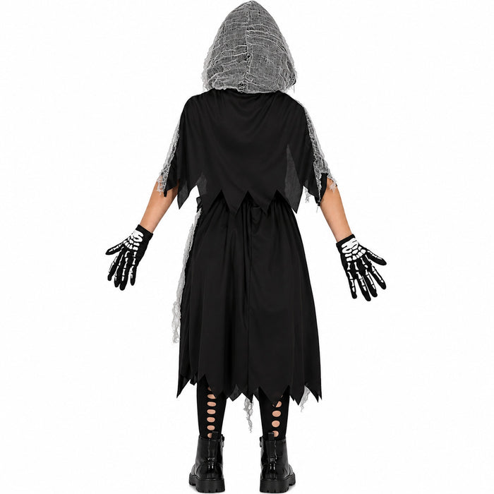 "Skelett Sensenmann" Kostüm für Kinder | Kleid Umhang Kapuze