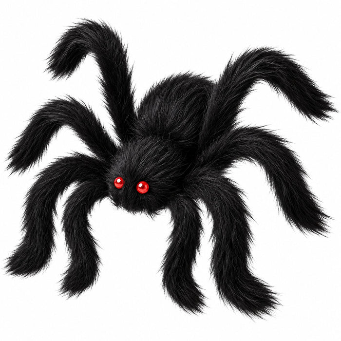Spinne 50 cm | Schwarze Halloween Deko mit roten Augen