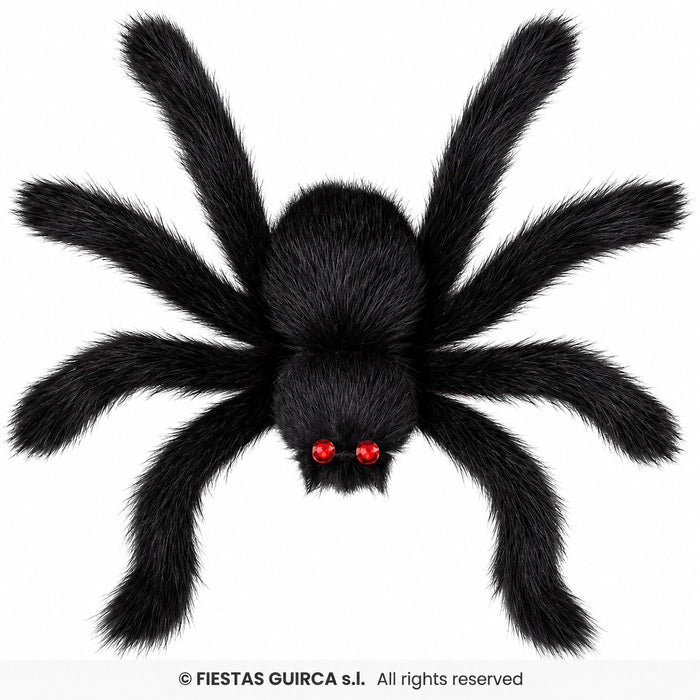 Spinne 50 cm | Schwarze Halloween Deko mit roten Augen