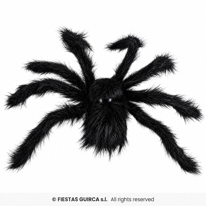 Spinne 50 cm | Schwarze Halloween Deko mit roten Augen